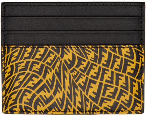 fendi black yellow card holder|vintage Fendi card holder.